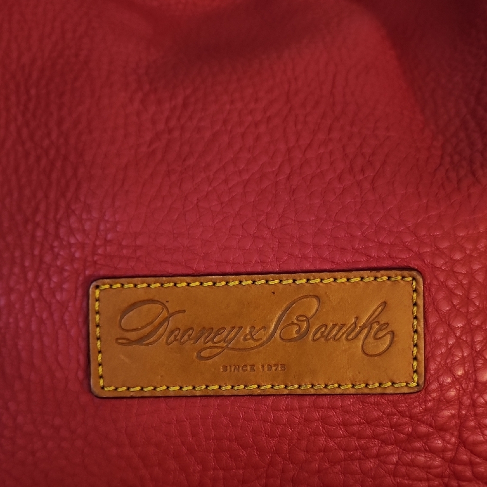 Dooney & Bourke Kristin Pebbled Leather Red Tote Bag with Tan Accents - Picture 4 of 16
